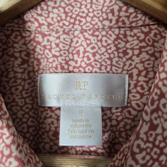 Rachel Parcell Fit & Flare Midi Shirtwaist Dress S Pink White Print Button Tie - Picture 11 of 16